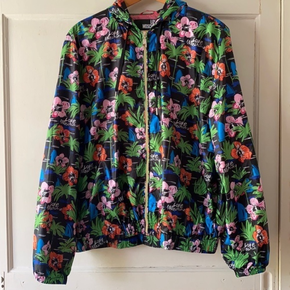 Love Moschino Floral Printed Zip Windbreaker